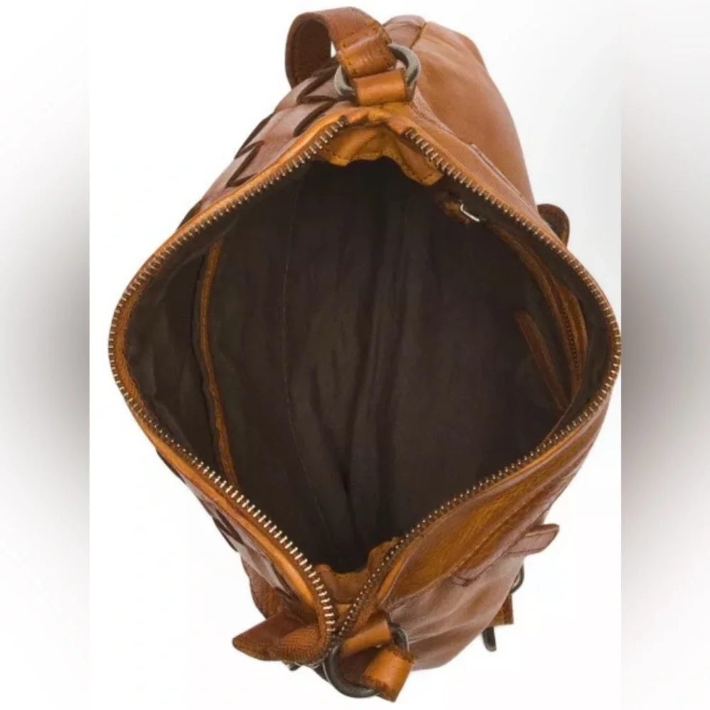 Vilenca Holland Woven Leather Cognac Brown Shoulder Purse Crossbody Bag - Picture 9 of 11